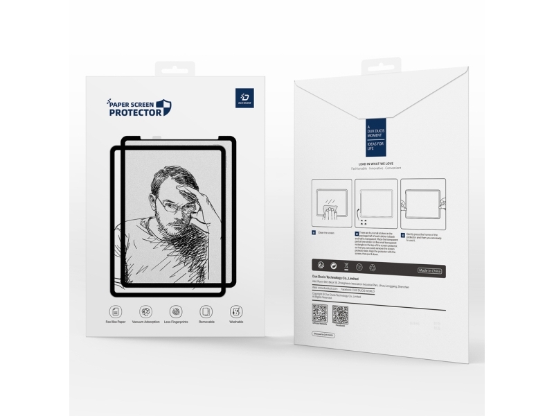 Dux Ducis Naad Paperlike Mat Beskyttelsesfilm Til Samsung Galaxy Tab S10 Fe Plus - Med Sort Ramme