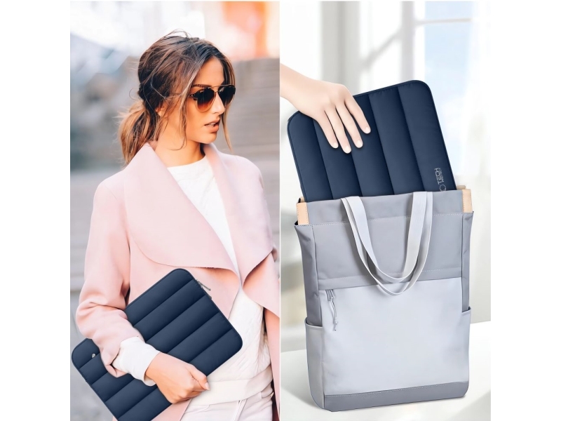 Tech-Protett Fluffy Computertaske 13-14 - Navy Blue