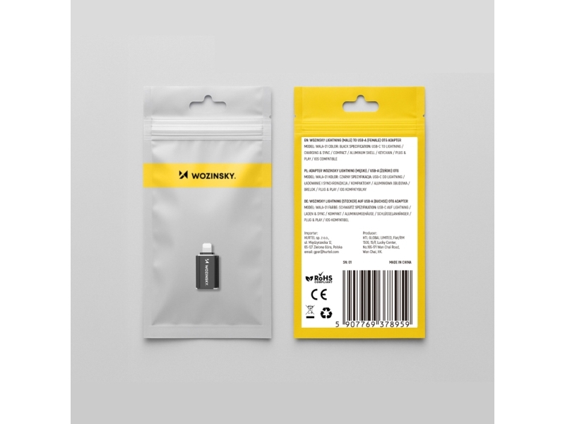 Wozinsky 5907769378959 kabel kønsskifter USB-A Lightning Sort