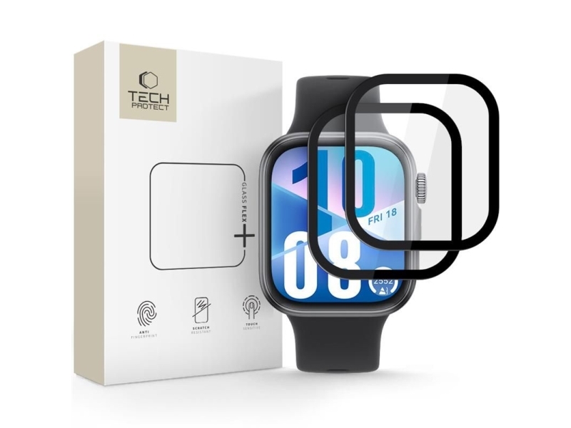 Hofi Hybrid Tech-Protect Glass Flex+ 2Er-Set Für Huawei Watch Fit 3 / 4 Schwarz