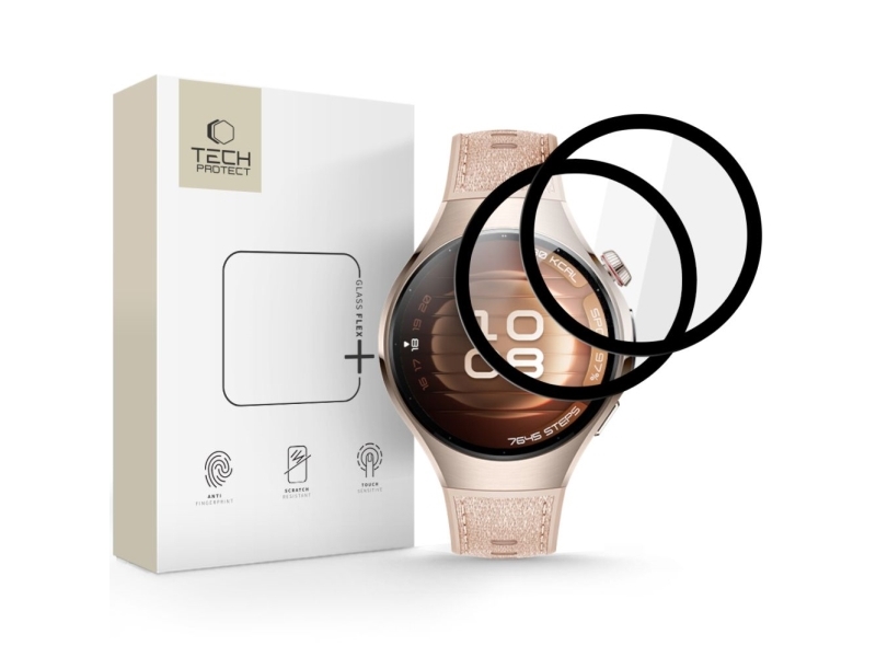 4Kom.Pl Hybridglas Tech-Protect Glass Flex+ 2-Pack Til Huawei Watch 5 (42 Mm) Sort