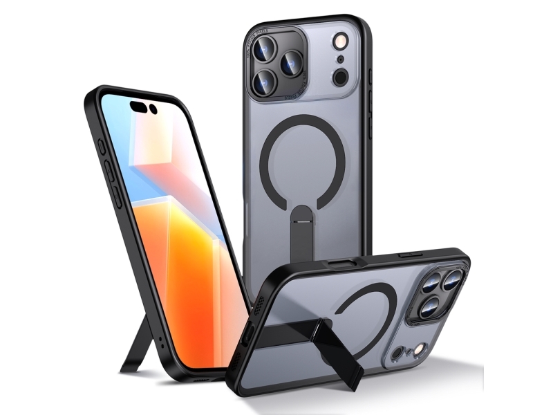 Hybrid Armor X-Etui Til Iphone 17 Pro Med Magsafe-Kompatibelt Stativ - Sort