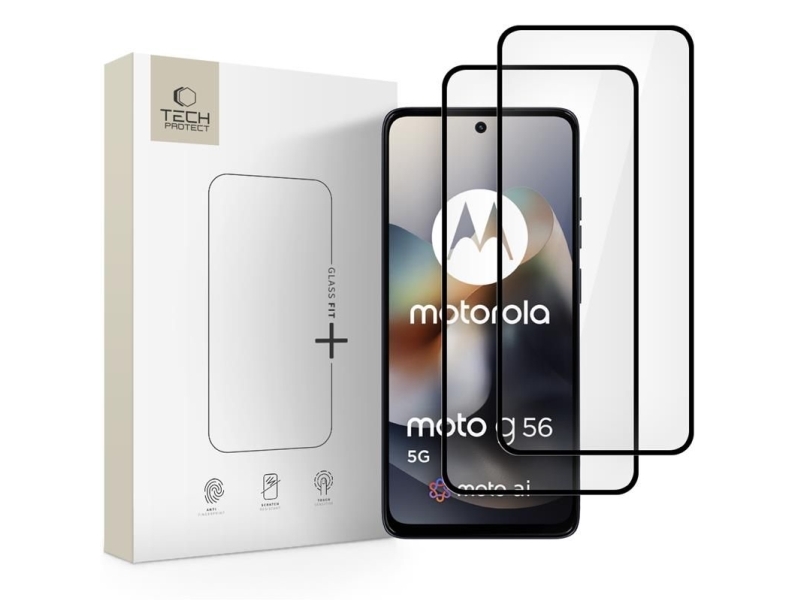 Hofi Gehärtetes Glas Tech-Protect Glass Fit+ 2Er-Set Für Motorola Moto G56 5G Black