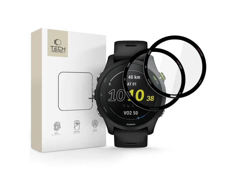 Hofi Hybrid Glass Tech-Protect Glass Flex+ 2-Pack Til Garmin Forerunner 255 / 255 Music – Black