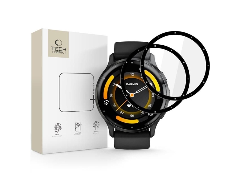 Hofi Hybridglas Tech-Protect Glass Flex+ 2Er-Pack Garmin Venu 3 Black