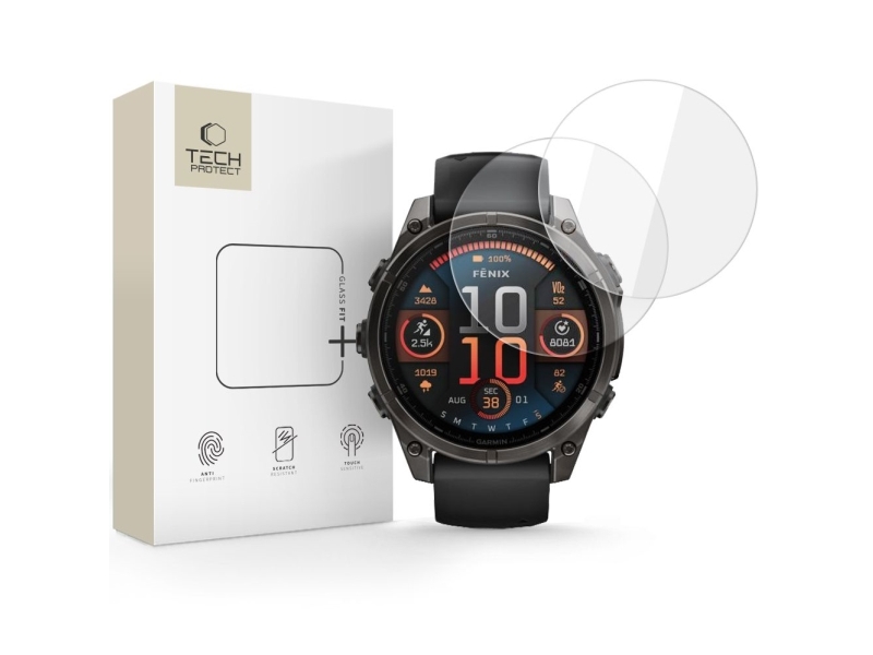 Tech-Protect Hærdet Glas Tech-Protect Glass Fit+ 2-Pack Til Garmin Fenix 8 (47 Mm) Klar