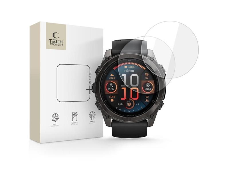 Spigen Gehärtetes Glas Tech-Protect Glass Fit+ 2Er-Set Für Garmin Fenix 8 (51 Mm) Clear