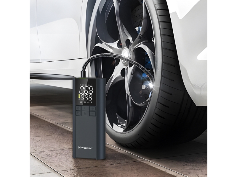 Wozinsky Wpep-8000 Kompressor, El-Pumpe, 8000Mah Powerbank, Lommelygte - Sort