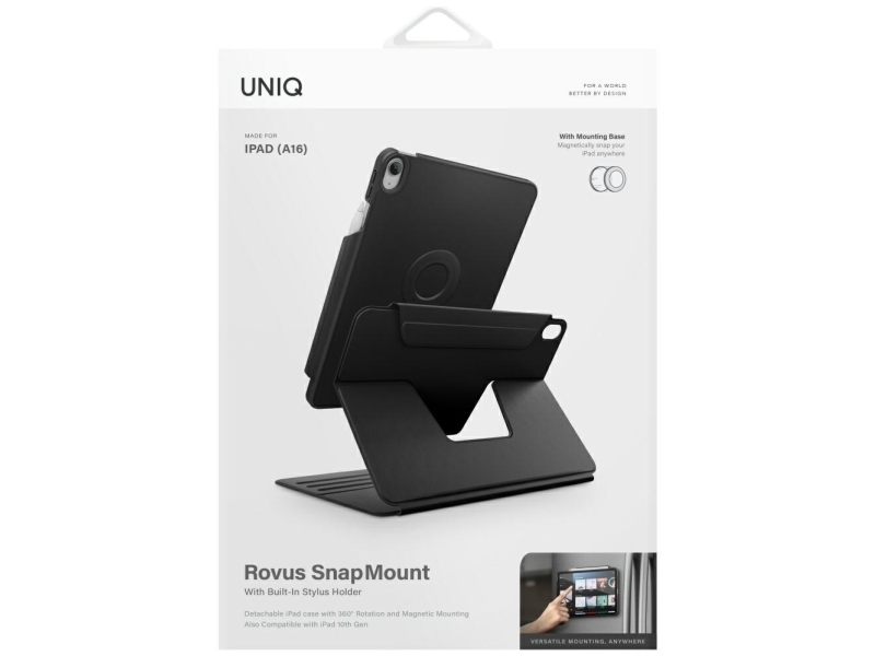 Uniq Rovus Snapmount Magnetisk 360 Drejelig Aftageligt Cover Til Ipad 11" 2025 / Ipad 10,9" 2022 (10. Gen.) - Sort