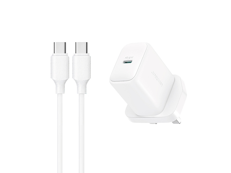 Netzladegerät Joyroom Jr-Tcf20 Pd 20W (Uk-Stecker) Mit Usb-C-Kabel 1 M – Weiß