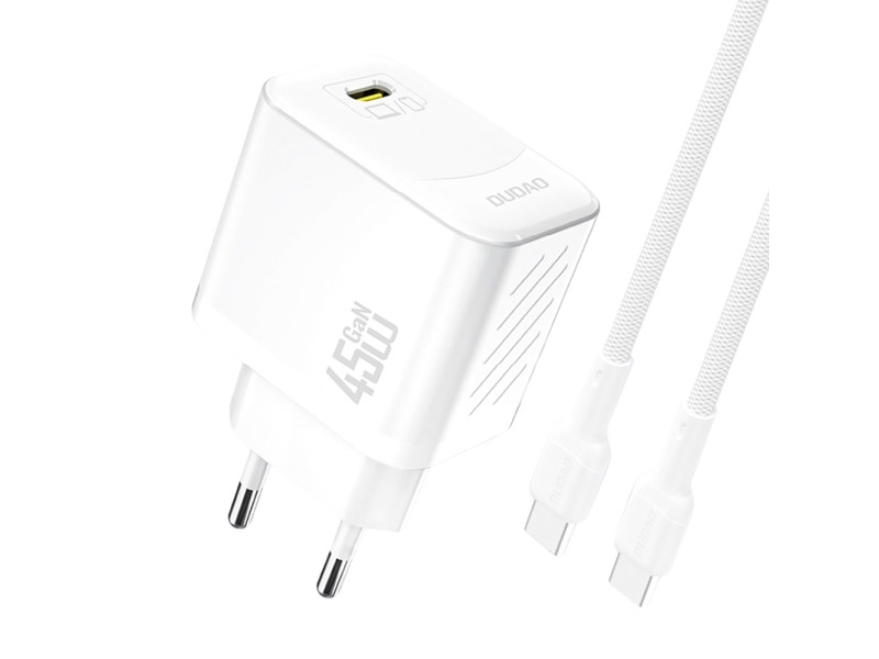 Dudao A28c Netzladegerät 45W Gan + Usb-C-Kabel (Weiß)