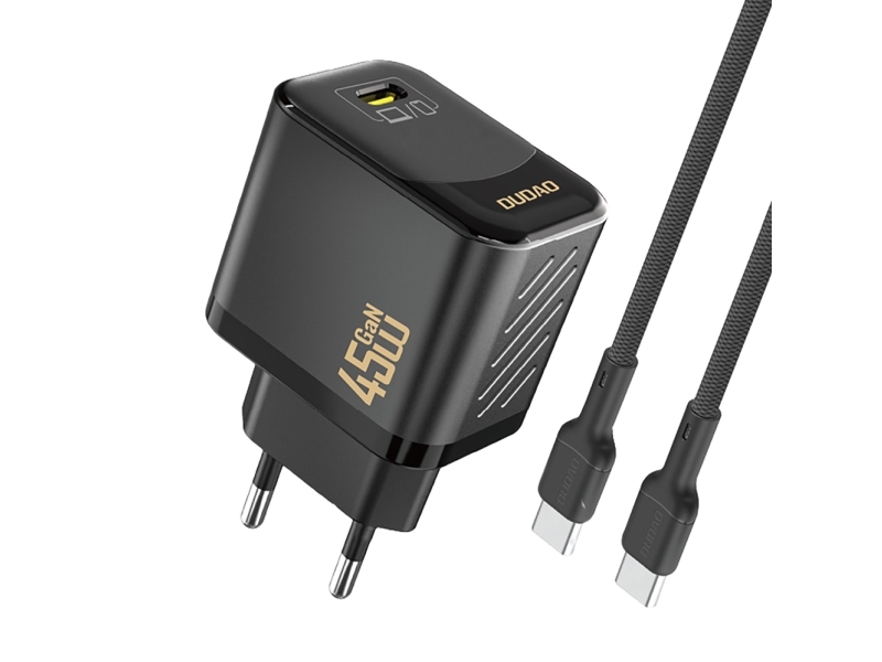 Dudao A28c 45W Gan-Netzladegerät + Usb-C-Kabel - Schwarz