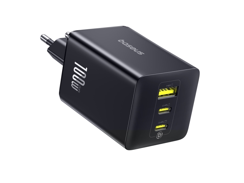 Baseus Enerfill Fe11 100W Strømadapter 2 X Usb-C + Usb-A – Sort