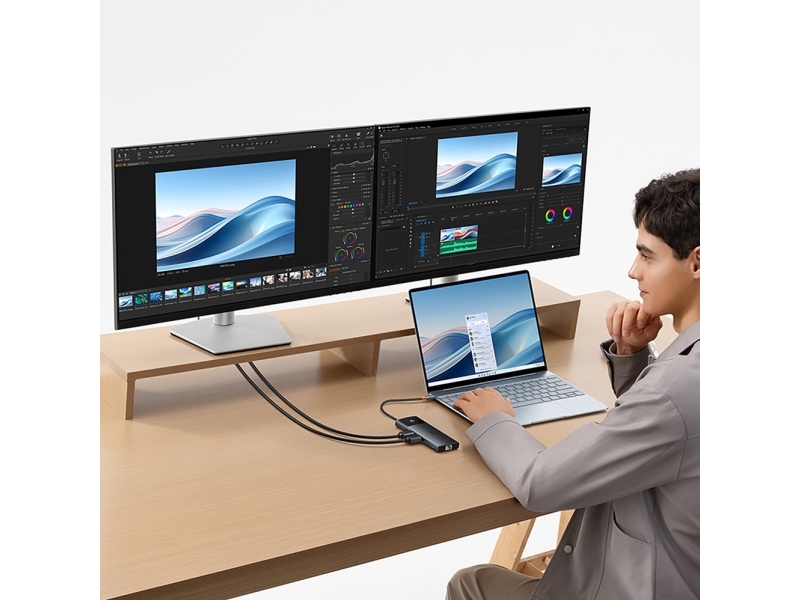 Baseus Usb-C-Hub Metal Gleam Ii 10-In-1: Hdmi, Usb-A, Usb-C, Rj45, Sd/Tf – Grau