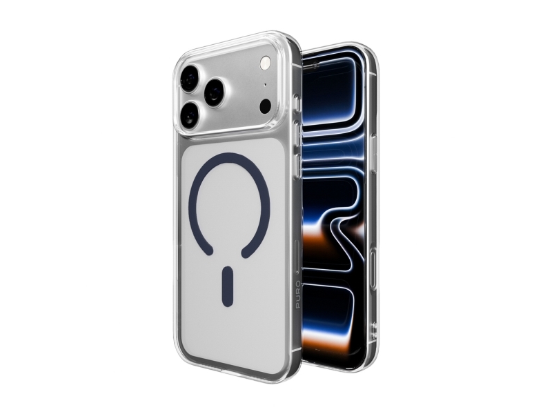 Puro Lite Mag Tpu+Pc Cover Kompatibelt Med Magsafe Til Iphone 17 Pro Max - Transparent Med Blå Ring