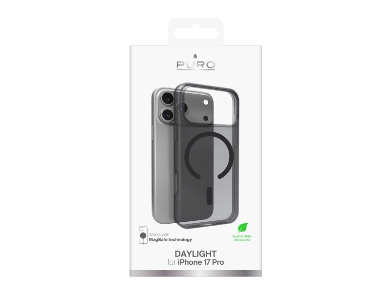 Puro Daylight Magsafe-Kompatibelt Silikonecover Til Iphone 17 Pro - Gennemsigtig Sort
