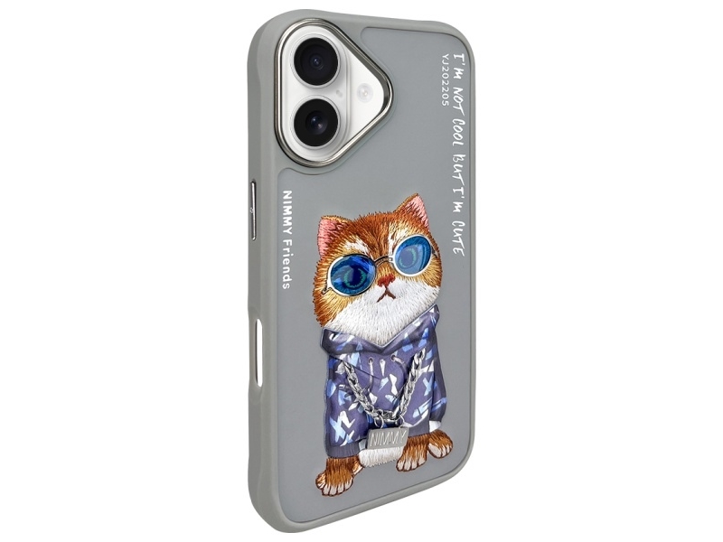 Nimmy Briller Cool Cat Iphone 16 Cover - Grå