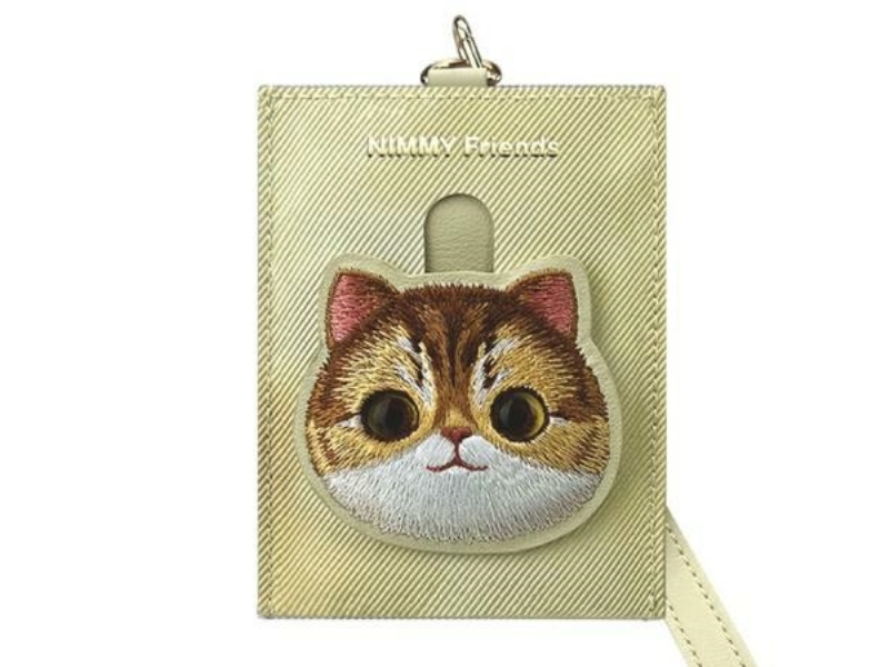 Nimmy Big Eyed Pet 2.0 Kortholder / Tegnebog Til Kat - Beige