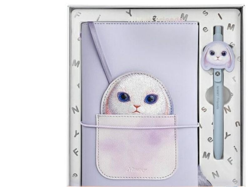Nimmy Big Eyed Pet 2.0 Kanin 2-In-1 Notizbuch + Stift-Set - Lila