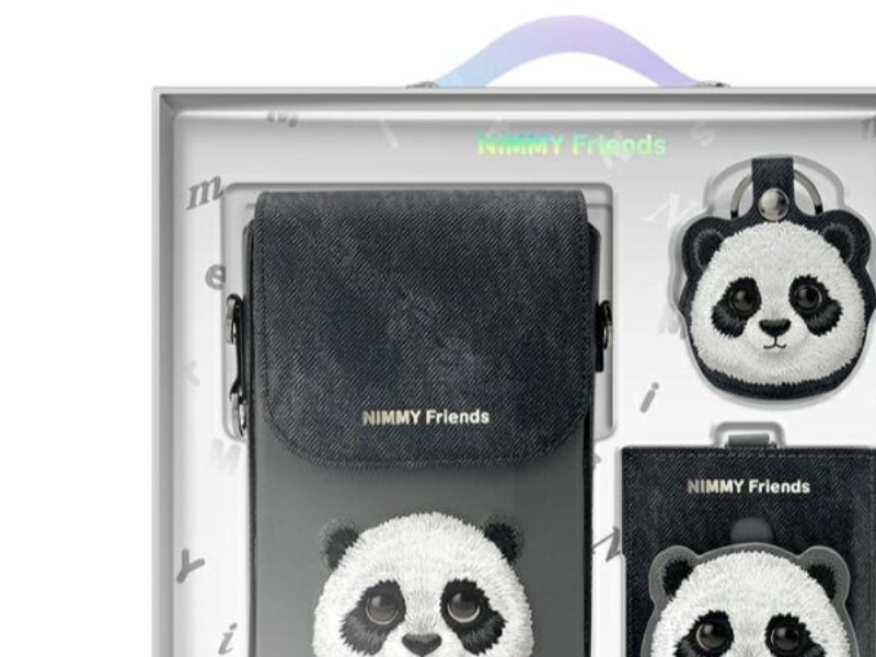 Nimmy Big Eyed Pet 2.0 Panda 3-I-1 Mobiltaske + Pung + Tracker Cover - Sort