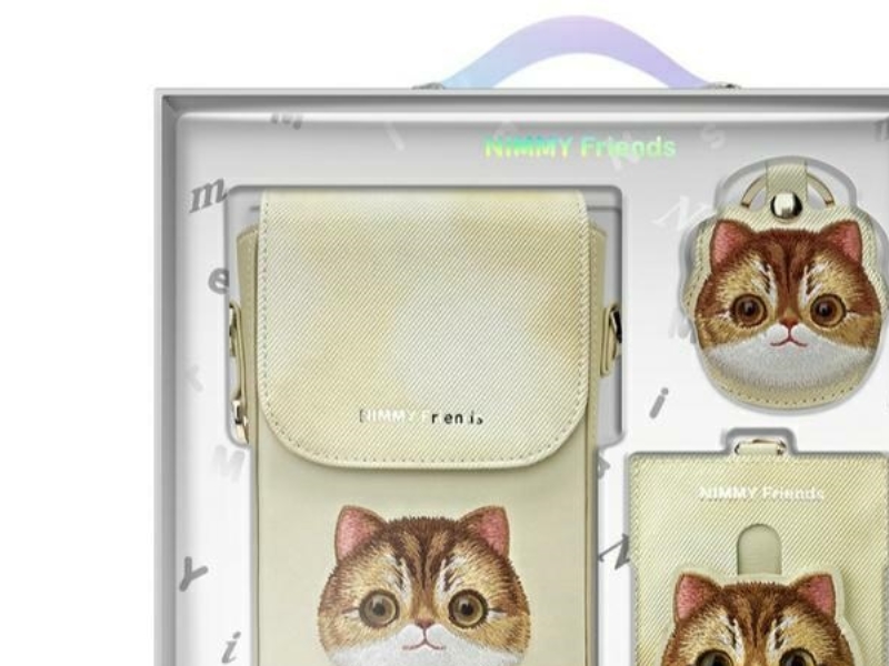 Big Eyed Pet 2.0 Cat Khaki Telefonpung + Tegnebog + Etui Til Lokationss Tracker (3-I-1)