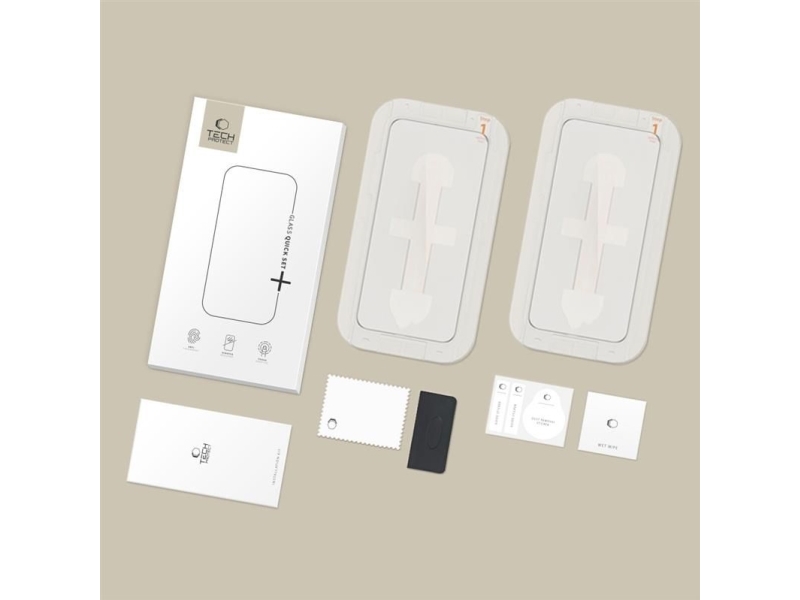 Tech-Protect Gehärtetes Glas Quick Set+ 2Er-Pack Iphone 15 Pro Schwarz