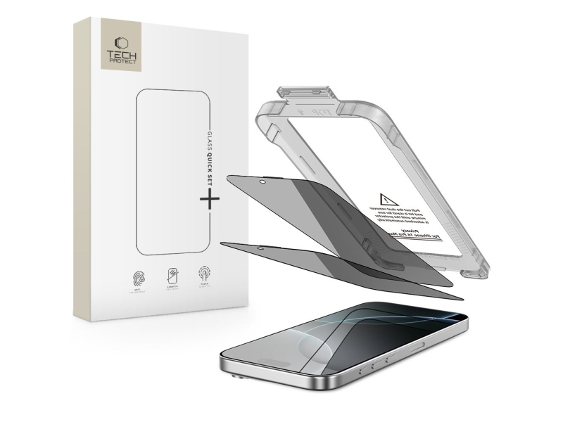 Tech-Protect Quick Set Spy+ Privatlivsglas 2-Pak Til Iphone 16 Pro