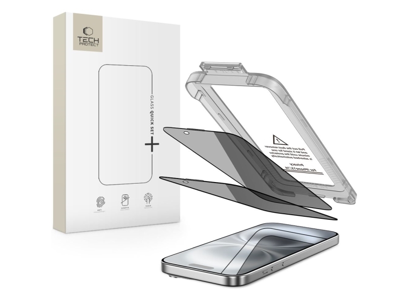 Tech-Protect Quick Set Spy+ Privacy-Glas 2Er-Set Für Iphone 15 / 16