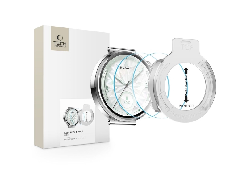 Tech-Protect Gehärtetes Glas Tech-Protect Easy Set+ 2Er-Set Für Huawei Watch Gt 5 (41 Mm) Clear