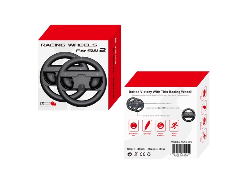 Hurtel racingrat til Joy-Con controller Nintendo Switch 2 (pakke med 2) - sort