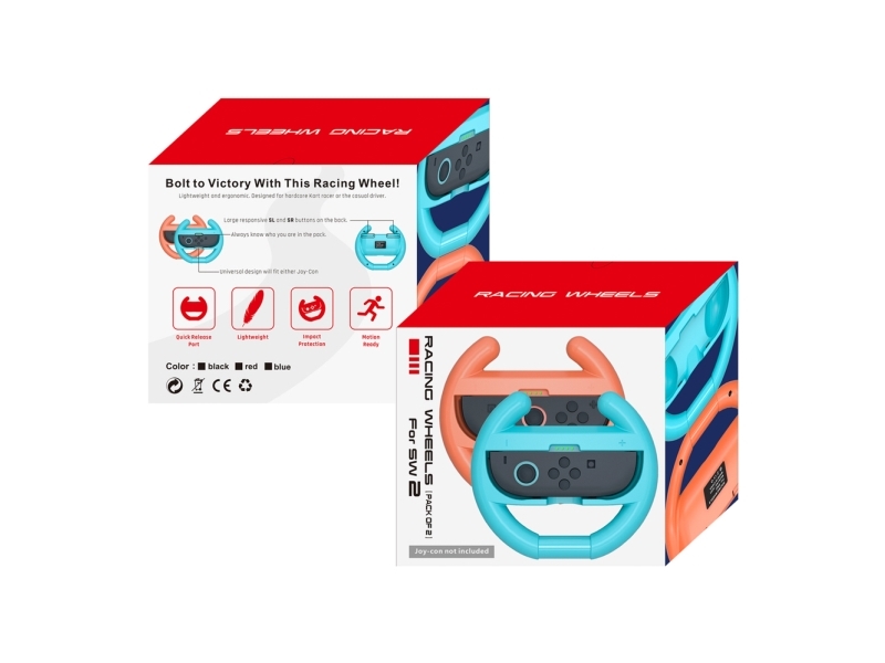 Hurtel Racer-Rat Til Joy-Con-Kontroller Nintendo Switch 2 (Pakke Med 2) - Orange Og Blå