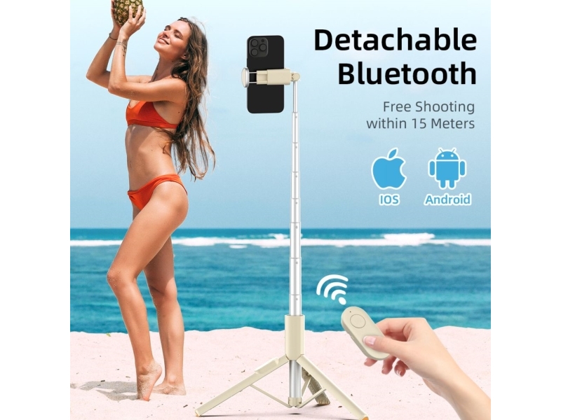 Tech-Protect Selfie Stick L09S with Tripod - Beige