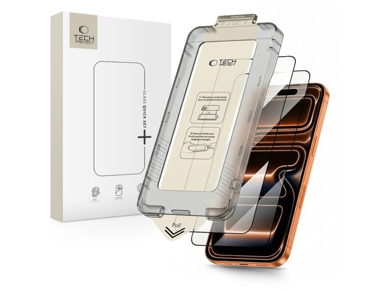 Tech-Protect Gehärtetes Glas Tech-Protect Quick Set+ 2Er-Set Iphone 17 Pro Max Schwarz