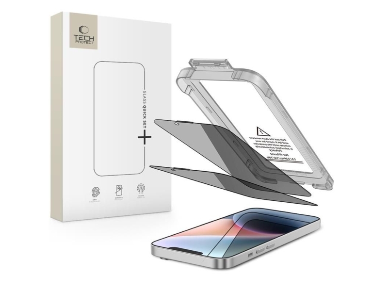 Tech-Protect Quick Set Spy+ Privacy Glass 2-Pak Til Iphone 13 / 13 Pro / 14 / 16E / 17E
