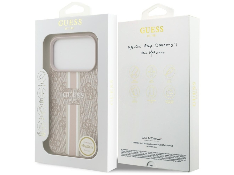 Guess 4G Printed Stripes Magsafe Hülle Für Iphone 17 Pro - Pink