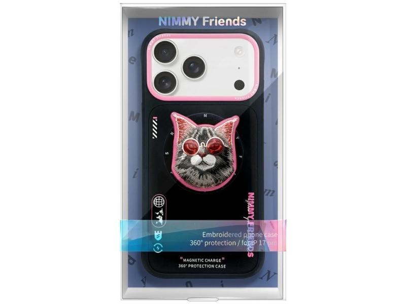 Nimmy Hülle Nimmy Glasses Cool Cat Magsafe Für Iphone 17 Schwarz/Rosa