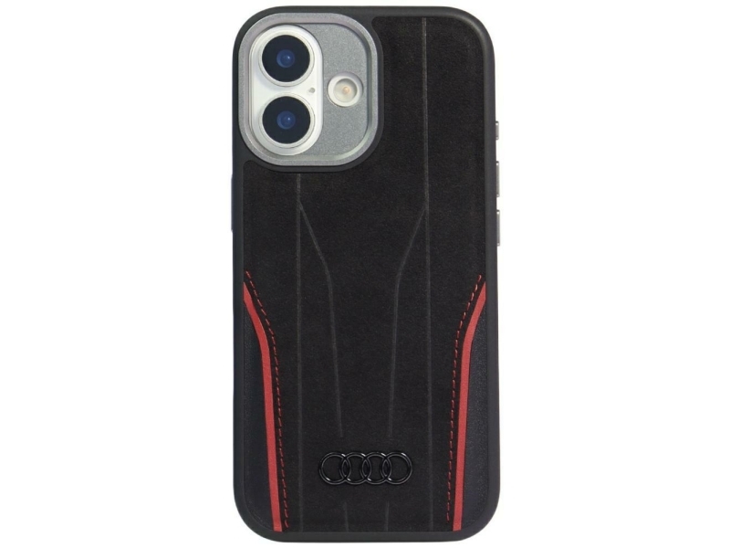 Audi R8 Echtes Leder Magsafe Case Für Iphone 17 - Schwarz Und Rot