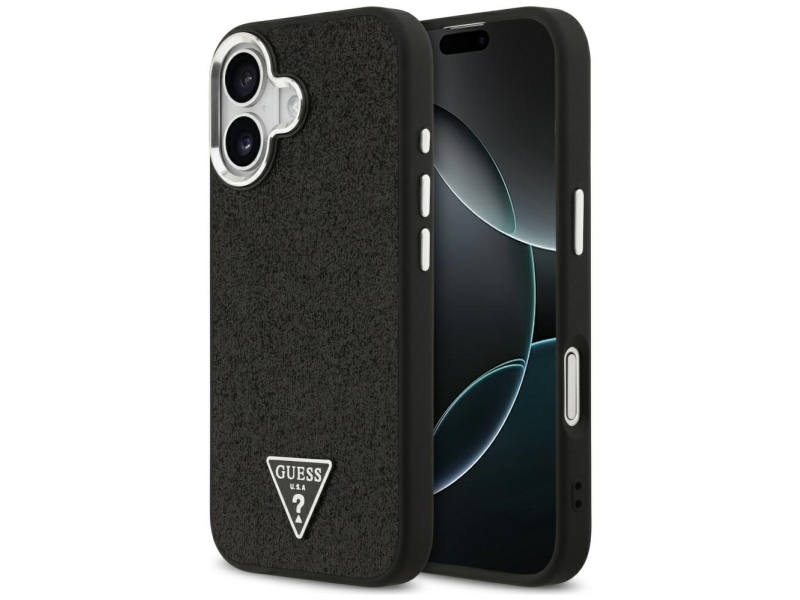 Guess Glitter-Dreiecks-Logo Magsafe-Case Für Iphone 17 - Schwarz