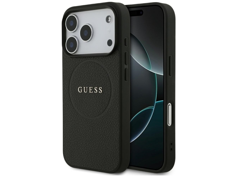 Guess Grained Ring Magsafe Cover Til Iphone 17 Pro - Sort