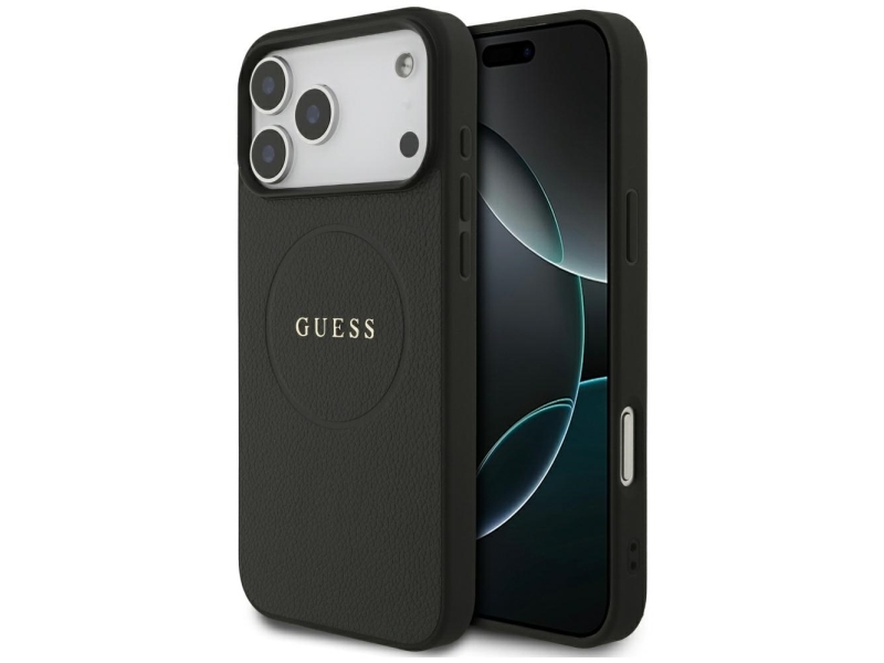 Hurtel Guess Grained Ring Magsafe Case Für Iphone 17 Pro Max, Schwarz