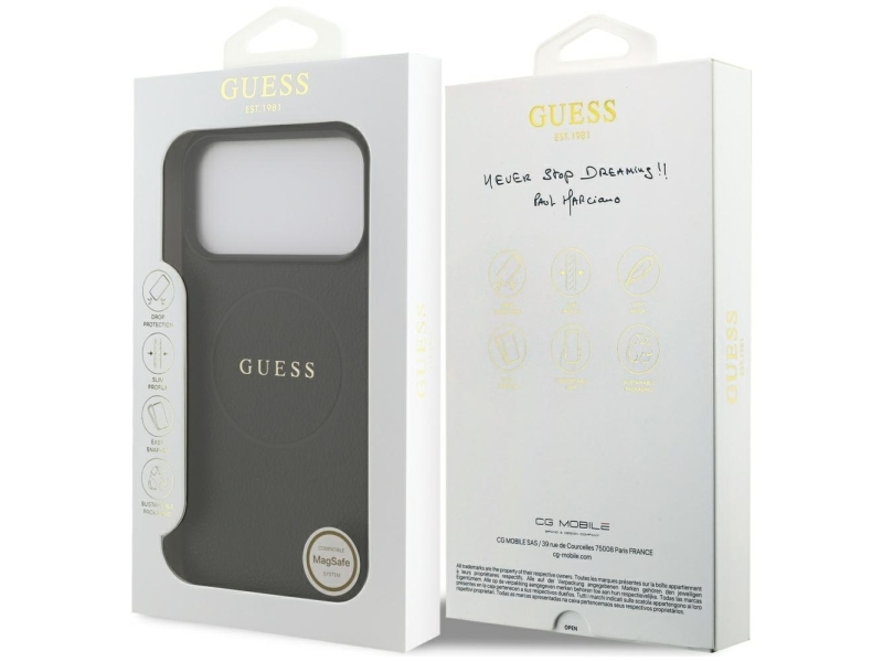Hurtel Guess Grained Ring Magsafe Case Für Iphone 17 Pro Max, Schwarz