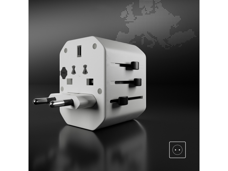 Sbs Teadaptusbtcuni Usb-C Til Usb-A Universel Rejseadapter - Hvid