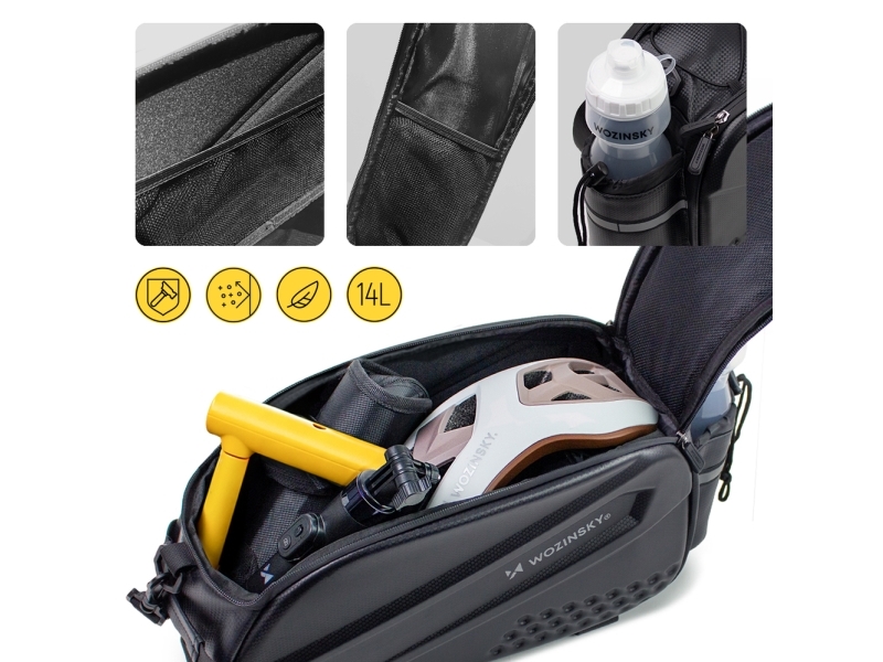 Wozinsky 5907769384905 cykeltaske & kurv Bagside 14 L Polyester, Polyurethan, EVA (ethylenvinylacetat) Sort