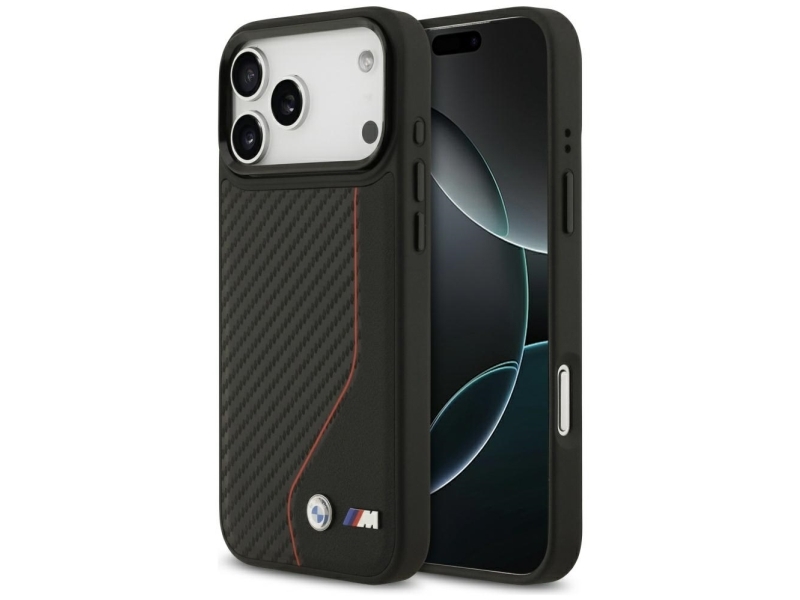 Bmw M Carbon Line & Logo Magsafe-Cover Til Iphone 17 Pro Max - Rød
