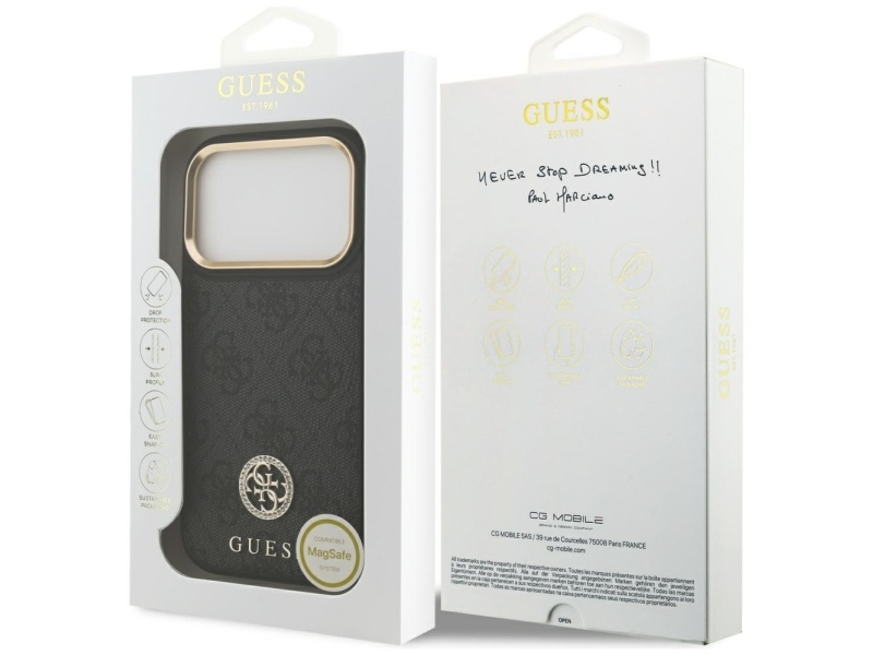 Guess 4G Strass Magsafe-Cover Til Iphone 17 Pro - Sort