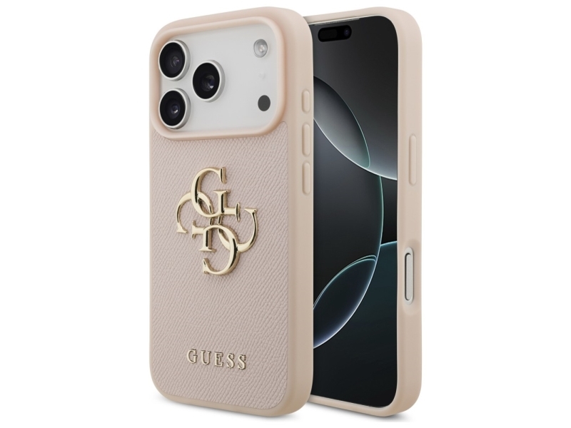 Guess Grained Big 4G & Classic Logo Iphone 17 Pro Case - Pink