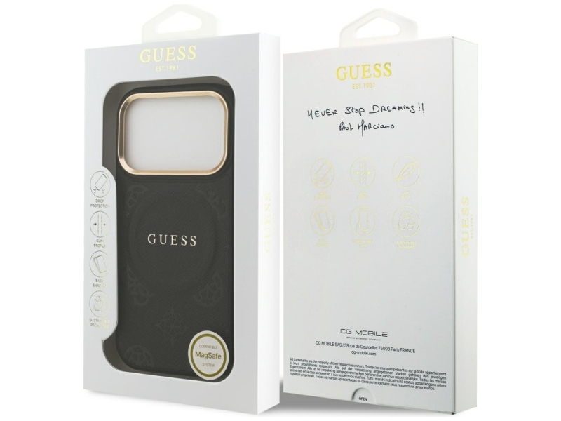 Guess Peony Hot Stamp Magsafe Cover Til Iphone 17 Pro - Sort