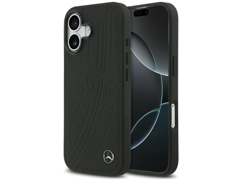 Mercedes Leather Large Laurel Leave Magsafe Case Für Iphone 17 - Schwarz