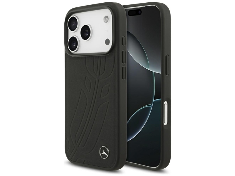 Mercedes Leather Large Laurel Blatt Magsafe Hülle Für Iphone 17 Pro - Schwarz