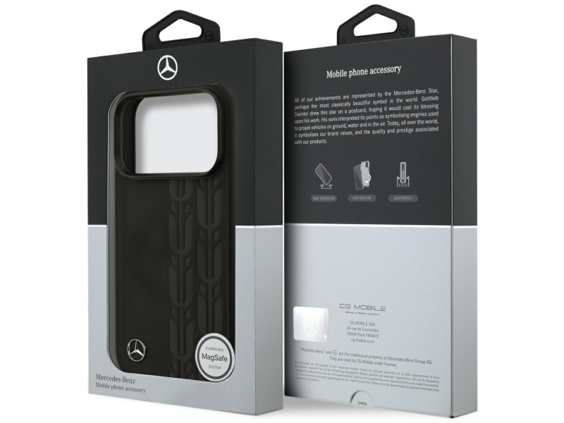 Mercedes Læder Laurel Leaves Magsafe Cover Til Iphone 17 Pro - Sort